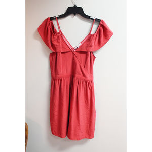 Madewell Red Flirty Dress Off the Shoulder Silk Dress Size 4
